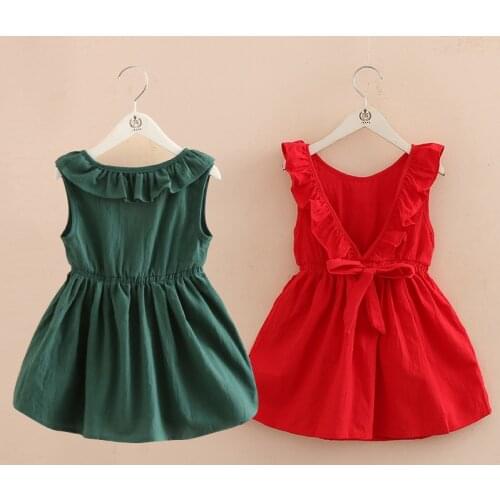 2021 Summer 2 3 4 6 8 10T Years Children Birthday Backless Princess Elegant Bow Party Dance Prom Little Girls Kids Summer Dress
