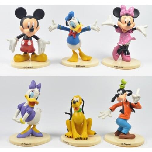 Disney Kid Toys 6pcs/Set 7-9cm Mickey Minnie Mouse Clubhouse Donald Duck Collectors Action Figure Toys Christmas Gift Doll