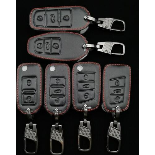 Leather Car Remote Key Cover Case Holder For Volkswagen Tiguan Golf Mk7 Seat Ibiza Leon Skoda Octavia Altea Aztec Accessories