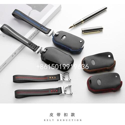 Leather key cover for kia sportage fold K3 2018 2019 Car Key bag case wallet holder