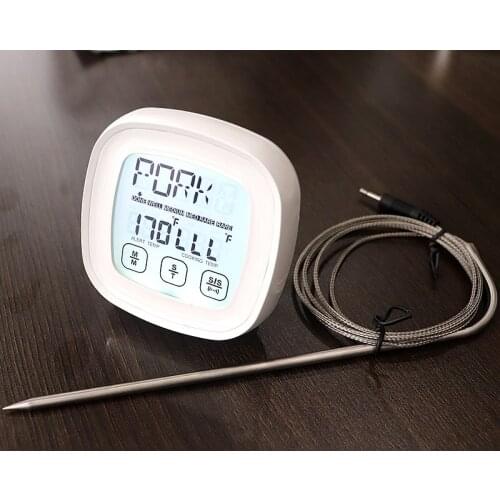 Kitchen Probe Smoker Grill Oven Cooking Food-Meat Stainless-Steel for Bbq-Clock Timer