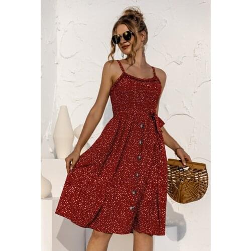 Summer Dress Women Clothing 2021 Robe Femme Spaghetti Strap Beach Dresses Polka Dot Y2K Dress For Woman Casual Vestido De Mujer