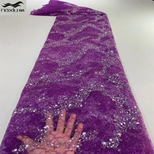 Madison African Handmade Beaded Lace Fabric 2021 High Quality Lace French Lace Fabric Mesh Nigeria Fabric For Wedding Dress