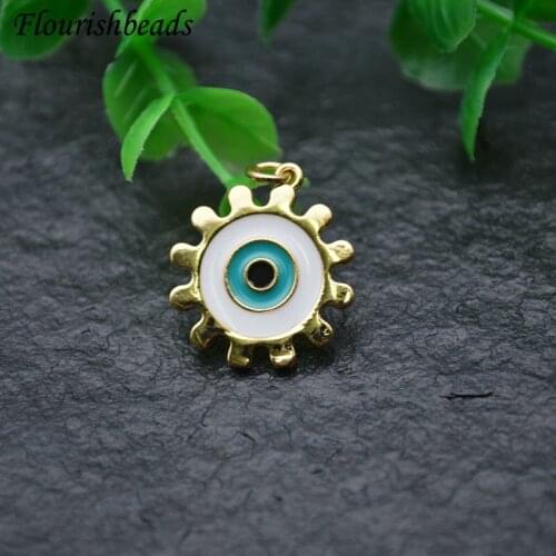 New Arrival Blue Eye Metal Round Pendant DIY Parts Jewelry Makings Multi-use Accessories for Necklace 20pcs Gold / Rhodium Color