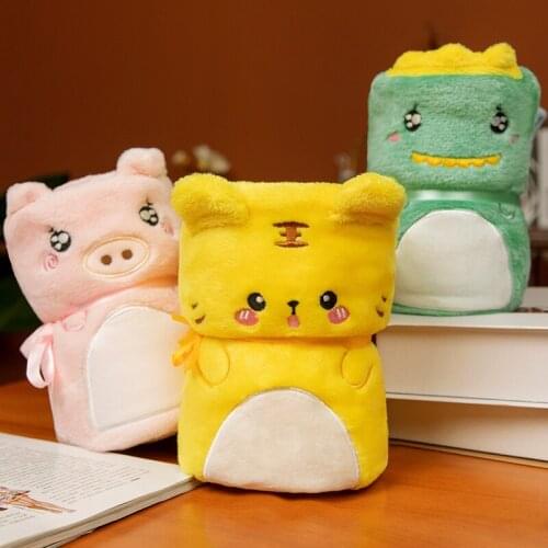 Soft Cute Cartoon Frog Cat Pig Tiger Carrot Hamster Blanket Plush Toys Stuffed Animals Pillow Doll For Girls Kids Birthday Gifts