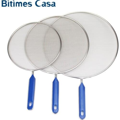 3PCS Set Stainless Steel Splatter Screen With ABS Handle 11 Inch Anti Grease Splash Scald Proof Frying Pan Cover Cooking Tools