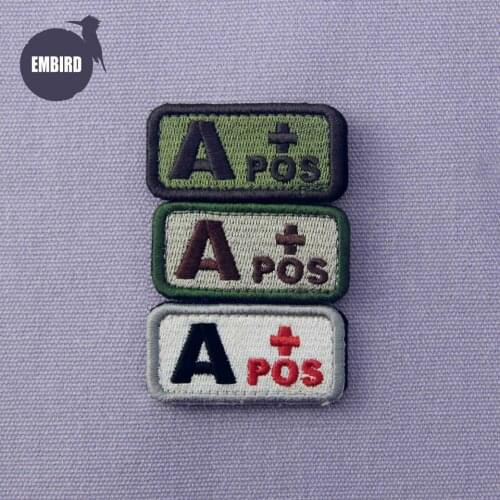 Embird patches hook & loop patches sew on 3pics Blood Type A clothing accessories patch military for jackets badge