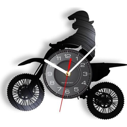 Mountain Biking Wall Clock 7-color Lights Vinyl Record Extreme Sport Home Decor Moto Riding Modern Design Timepiece Sports Man
