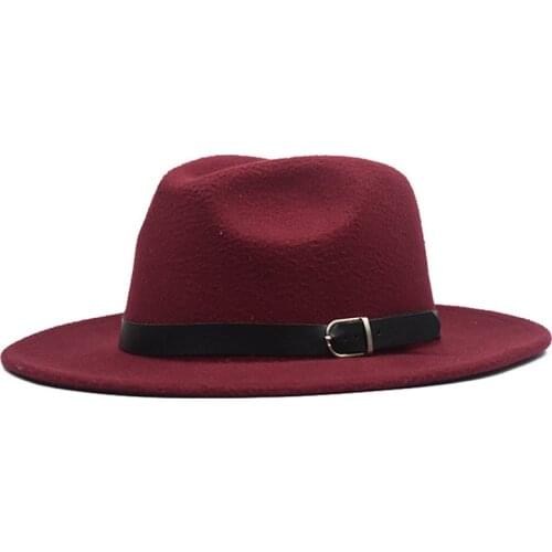 New Winter Fashion Wool Fedora Hat For Women Chapeau Black Hats For Men simple Wide Brim Autumn Female caps Fashion Top Jazz Cap
