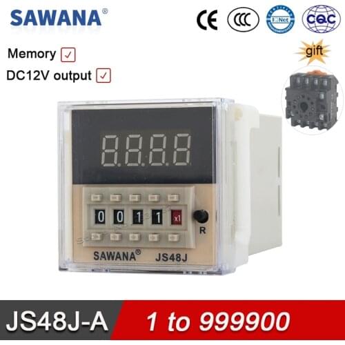 Time Relays Performative Number Digital Counter 110v 220v 24v 380v 12v 1-999900 JS48J DH48J H7CN 8/11 pin Base Memory Relays