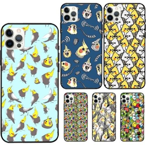 Cartoon Cockatiel Collage For iPhone 7 8 Plus X XS XR Case Rubber Cover For iPhone 12 Mini 11 Pro Max Soft Case