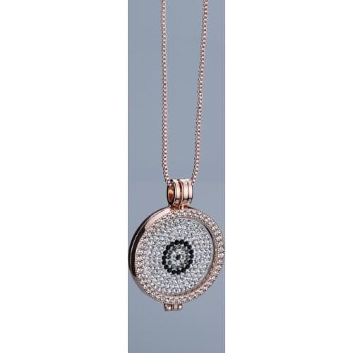 Rose gold interchangeable necklaces frame my coin necklace with 33mm coins multicolor crystal disc for pendant women gift