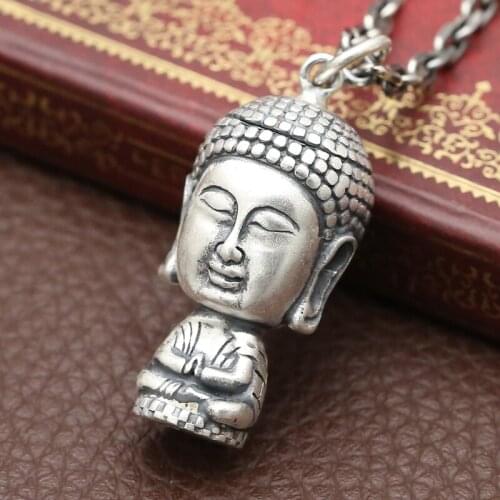 Handmade 990 silver Vairocana Buddha pendant vintage pure silver Buddha Amulet pendant Real Silver Tibetan Buddha Pendant