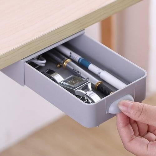 Self-adhesive Under-drawer Storage Box Self Stick Pencil Tray Desk Table Storage Drawer Organizer Box Under Desk Stand