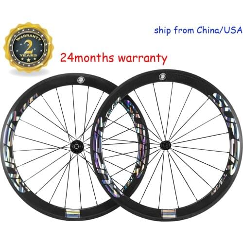 Silver SUPERTEAM Logo 50mm Carbon Wheelset Clincher 700C Carbon Bicycle wheels High TG 3K Glossy