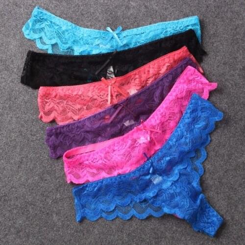 Cheap Price Sexy Lace G-String Panties For Women G String Thong Underwear Woman calcinha 6PCS/LOT