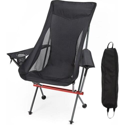 Folding Chair Camping Beach Seat Aluminum Bracket With Armrest Travel Rest Moon Chair Beach Recliner Outdoor Chair Cup Holder