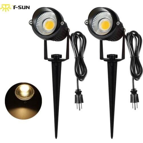 T-SUNRISE 2 Pack LED Landscape Spotlight 5W 1.8M Decorative Lamp Lighting Landscape Garden Wall Yard Path Light Warm White 3000K