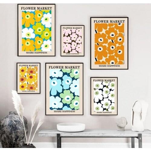 Vintage Flower Market Petal Minimalist Wall Art Canvas Painting Nordic Posters And Prints Wall Pictures For Living Room Decor