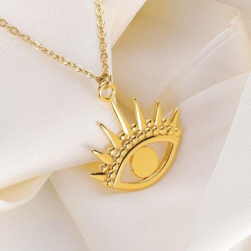 Vintage Evil Eye Pendants Necklaces For Women Boho Jewelry Stainless Steel Rose Gold Men Women Charms Necklace Collier Femme BFF