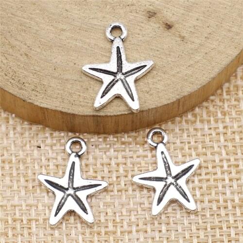 WYSIWYG 10pcs 18x12mm Antique Silver Color Tone Star Starfish Charm Starfish Charms Stars Starfish Star Charms