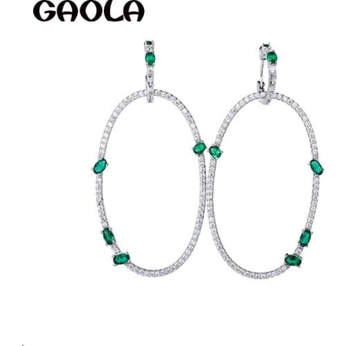 GAOLA New Arrival White Gold Color Round Cubic Zirconia Dangle Earrings for Woman GLE6669