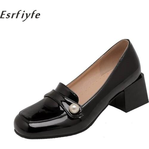 ESRFIYFE 2021 Hot Sale Women Pumps Spring Classics Shoes Women High Heel Slip-on Square Toe Shoes Woman OL Shoes Party Shoes