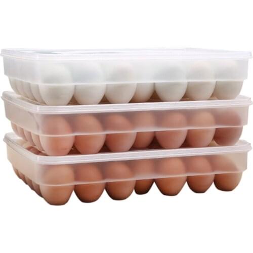 2021 New 34 grid egg storage box food container refrigerator storage box household kitchen transparent box egg box rack