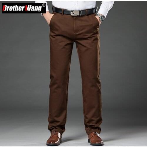 2021 Autumn New Mens 98% Cotton Straight-leg Casual Pants Business Fashion Stretch Baggy Trousers Male Brand Clothing