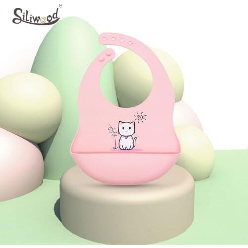 5pc Baby Bib Food Grade Silicone Drool bib Soft And Comfortable Saliva Towel Oil-proof Lunch Baby Bib Adjustable Cartoon