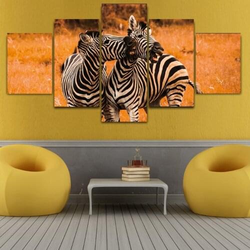 Wild Animals Zebras 5 Pieces Pictures HD Prints Canvas Painting Wall Poster Modern Artwork Mural Wall Decor Charts Living Room