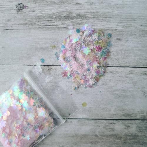 50Grams=1.75 oz Pink sakura iridescent chunky glitter mix, glitter for resin, glitter confetti, resin supply, cosmetic glitter