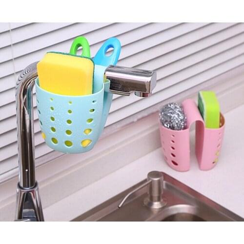 50pcs/lot Fastshipping Kitchen Sink Sponge Holder Bathroom Soap Hanging Shelving Rack Drain Faucet Storage Pail Shelves