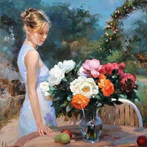 DIY 5D Diamond Painting Woman and peony Home Decor Full square Rhinestone Pasted Diamond Embroidery Cross Stitch Christmas Gift