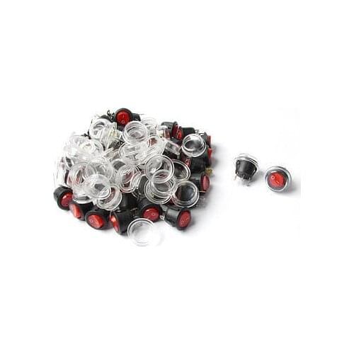 Free shiipping!50 Pcs 6A AC250V 10A 125VAC 3 Pins SPST Red Lamp Round Rocker Switch w Cover