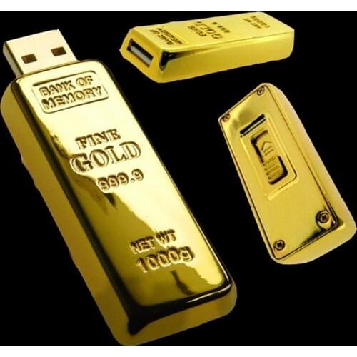 Gold Bar 2.0 Usb Creativo 128GB 16GB 32GB Usb 2TB Flash Drive Metal Key Pen Drive 64GB Pendrive 1TB Flash Memory Stick Man Gift