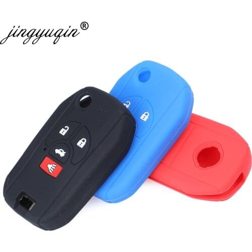 Jingyuqin 30pcs/lot Silicone 4 Buttons Remote key Case Cover For Nissan Versa Rogue Modified Flip Key shell