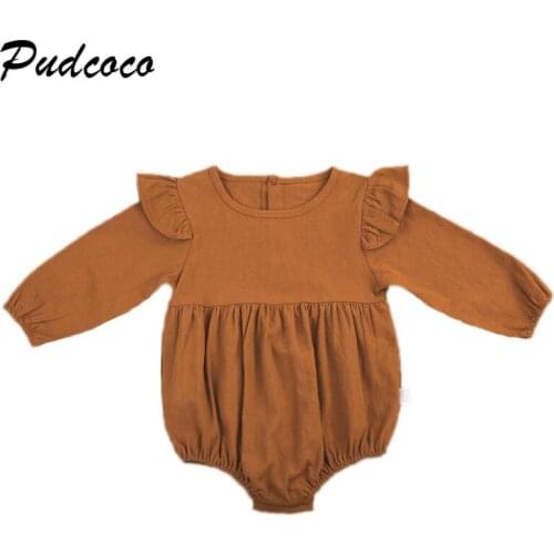 Pudcoco Spring Autumn Girls Clothes Rompers Newborn Toddler Baby Girls Butterfly Sleeve Rompers Jumpsuit Girls Clothing 0-24M