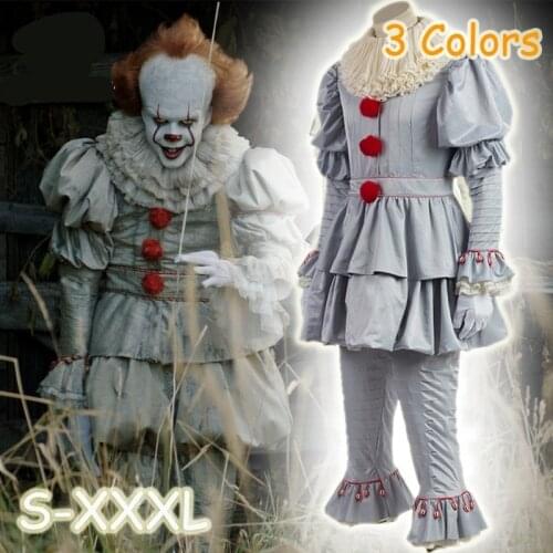 Joker Pennywise Cosplay Costume Stephen King It Chapter Two 2 Horror Clown Halloween Party Costume Prop