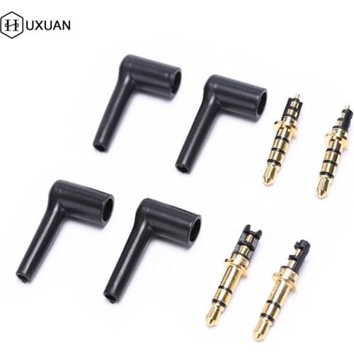 1/2pcs 3/4 Pole 3.5mm L-shaped stereo headphone Plug Repair Earphones Male 90 right angle degree Jack Soldering