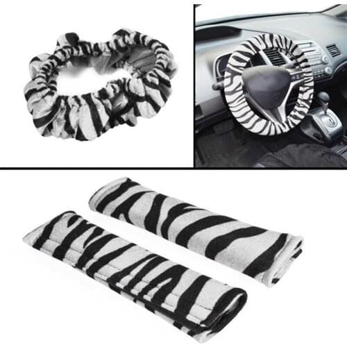 Leopard/Zebra Plush Car Seat Covers Full Set Auto Interior Protection Seat Cushion Car Styling Accessories 12/9/4Pcs
