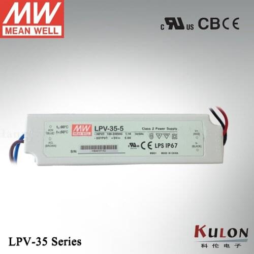 Mean well 35W Switching Power Supply LPV-35 IP67 UL CB CE EMC Outdoor rainproof LED lighting 5A 3A 1A 5V 12V 15V 24 36V SMPS