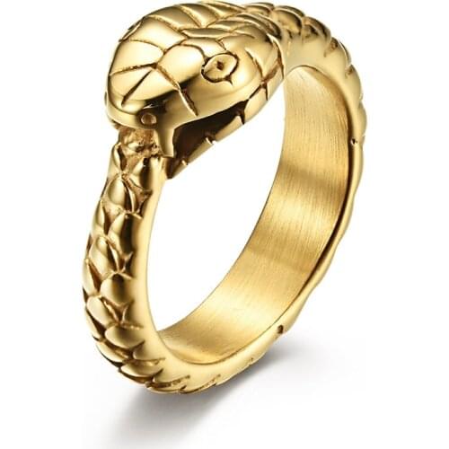 Fashion Cobra Snake Rings For Women Gold Color Stainless Steel Punk Rock Ring Vintage Animal Jewelry Wholesale