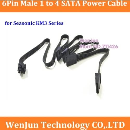 NEW PCI-E 6Pin Male 1 to 4 SATA Modular Power Supply Adapter Cable Multiplier PCIe Graphics Card Power Port for for Seasonic KM3