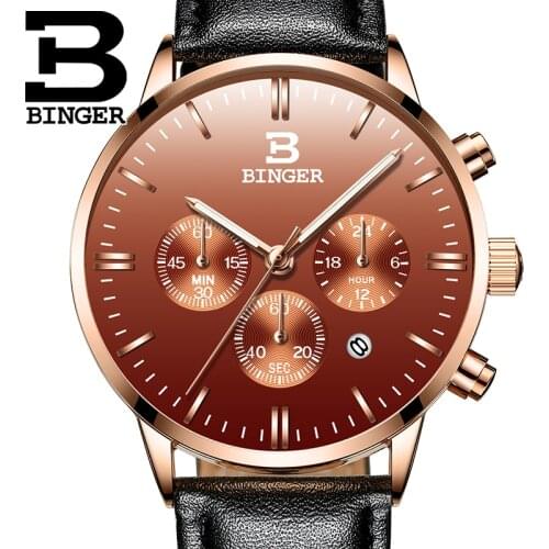 BINGER Mens Watches Top Luxury Brand Men Unique Sports Watch Mens Quartz Date Clock Waterproof Wrist Watch Relogio Masculino