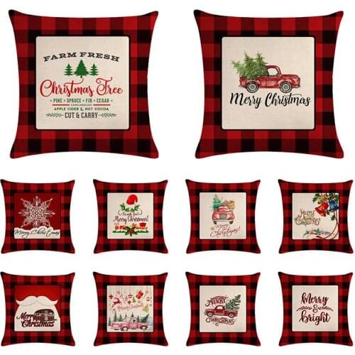 Merry Christmas Cushion Cover Nordic Plaid Pillowcase Christmas Decorations Home Navidad Decor Happy New Year Xmas Decor L902