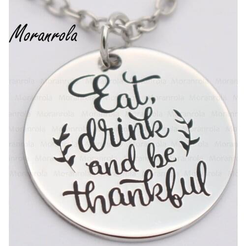 New arried "Eat Drink and Be Thankful"Copper necklace Keychain,charm Hand-Stamped Jewelry Thanks Thanksgiving jewelry