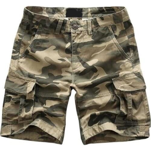 New Camouflage Mens Shorts Casual Loose Camo Knee-length Mens Cargo Straight Shorts