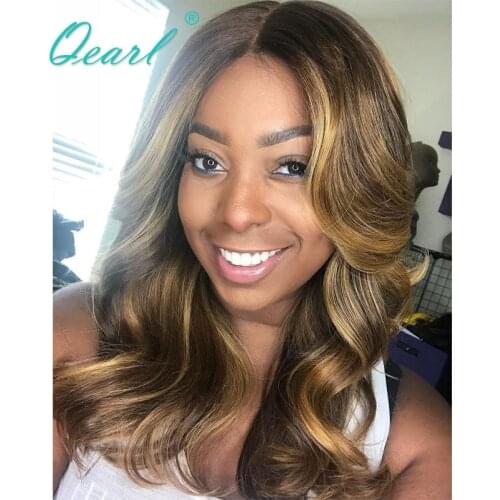 Body Wave Lace Front Wig Light Brown Honey Blonde Highlights 13x4/13x6 Human Hair Frontal Wigs Brazilian Remy Hair 150% Qearl
