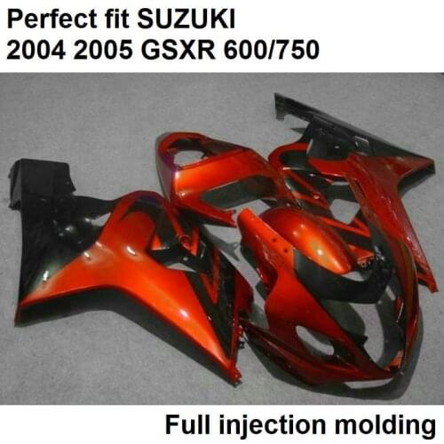 Fit 100% fairings for Suzuki injection molded GSXR600 k4 04 05 wine red black fairing kit GSXR750 2004 2005 WN75